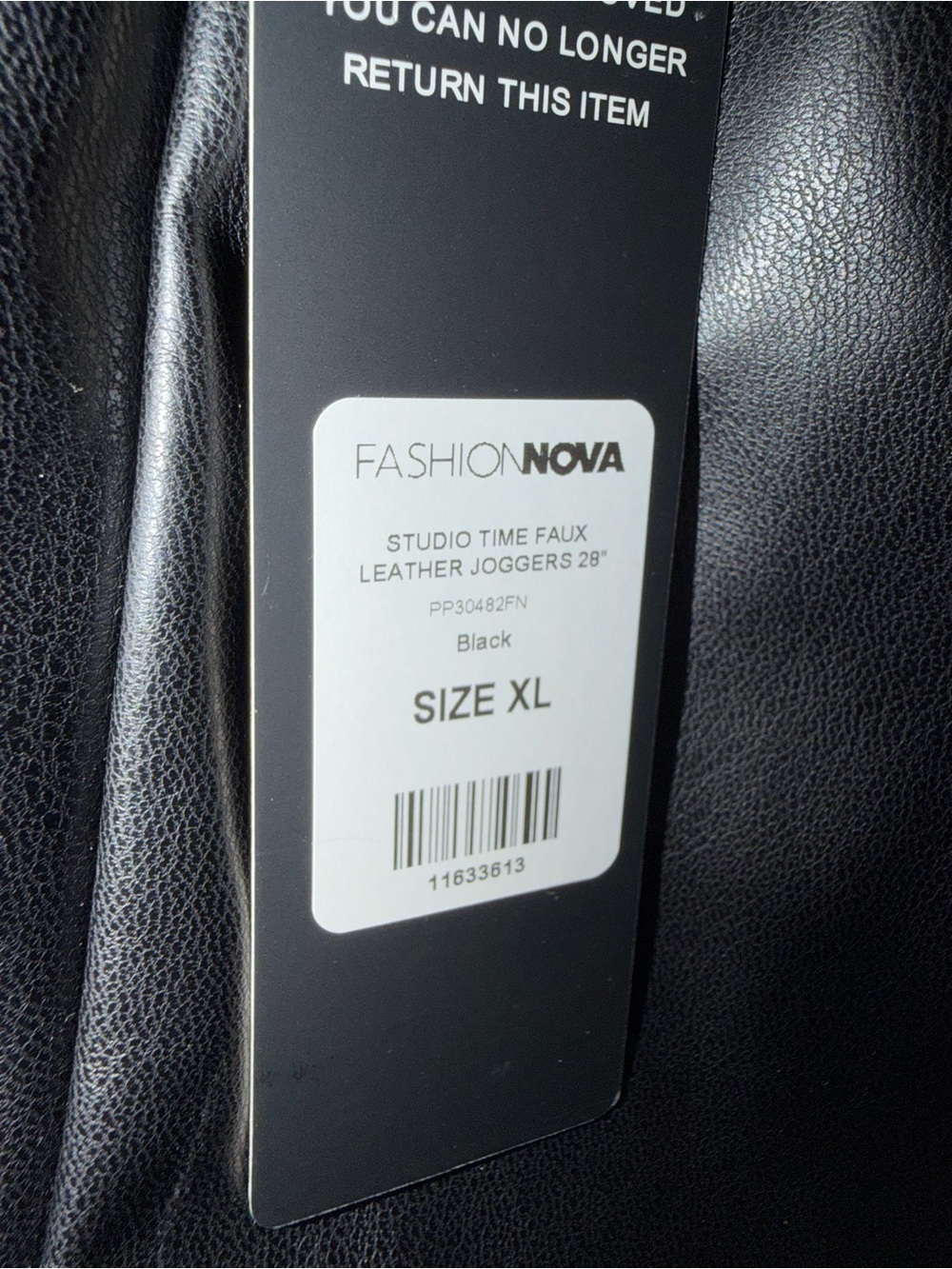 Fashion Nova Black Faux Leather Wide-Leg Joggers - Picture 7 of 7
